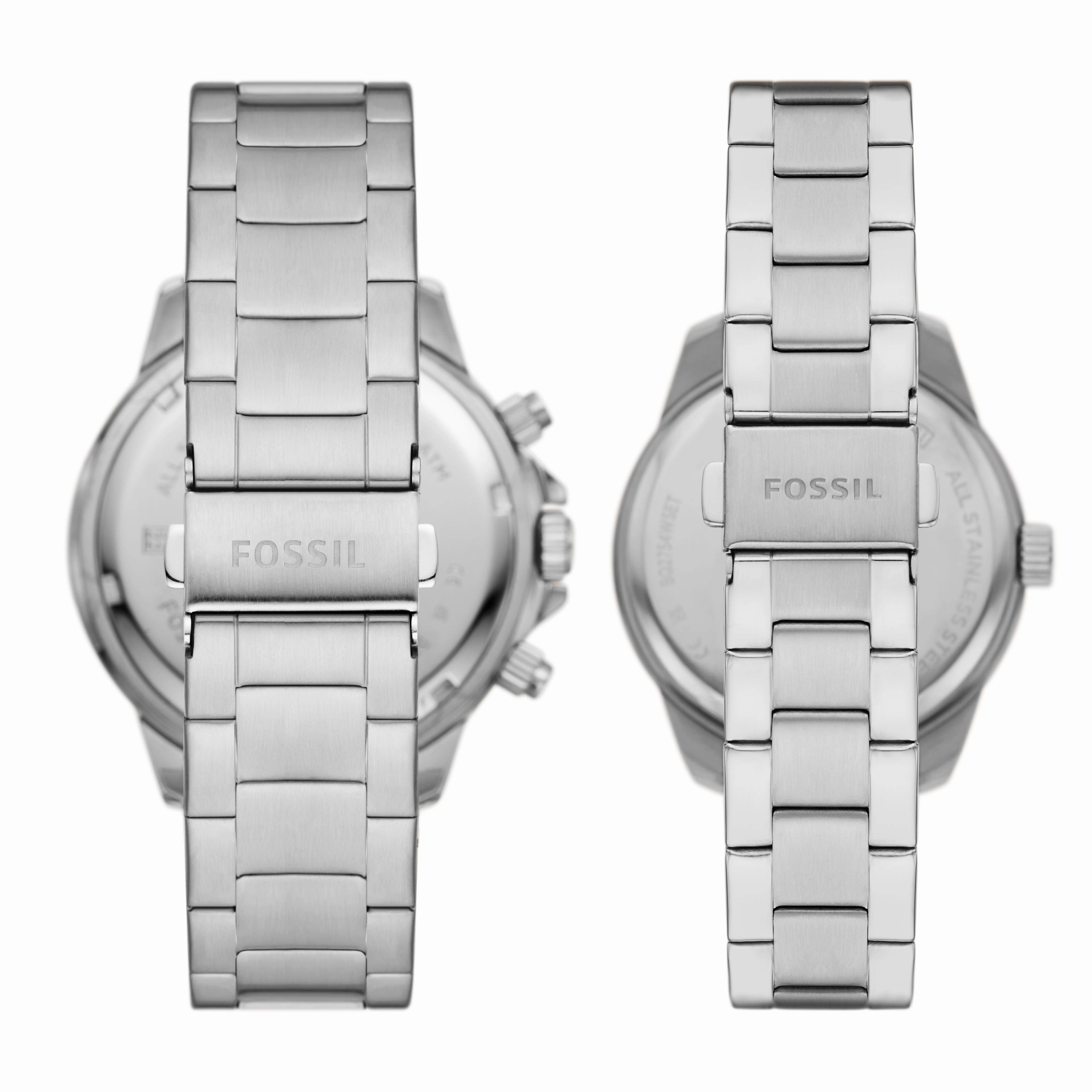 Fossil Unisex His and Hers Multifunction, Stainless Steel Watch Set