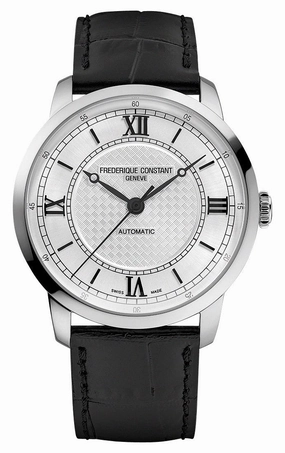 Frederique Constant Classics Premiere Automatic Stainless Steel Silver Dial Black Leather Strap Mens Watch FC-301S3B6