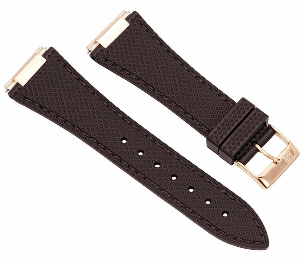 Frederique Constant Highlife Automatic Chronograph Two-Tone Stainless Steel Silver Dial Interchangeable Brown Rubber Strap Date Mens Watch FC-391V4NH2B