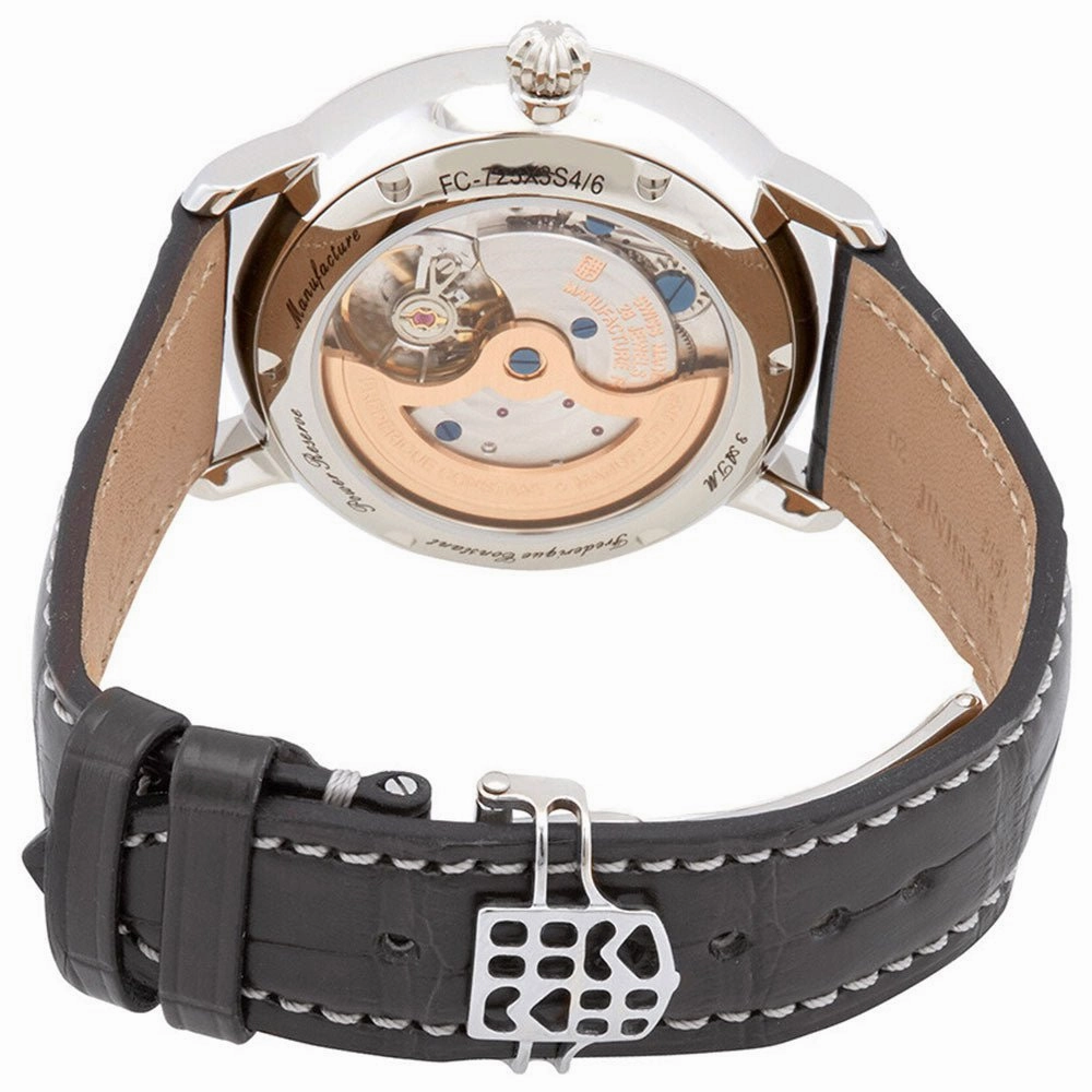 Frederique Constant Slimline Power Reserve Automatic Stainless Steel Gray Dial Gray Leather Strap Date Mens Watch FC-723GR3S6