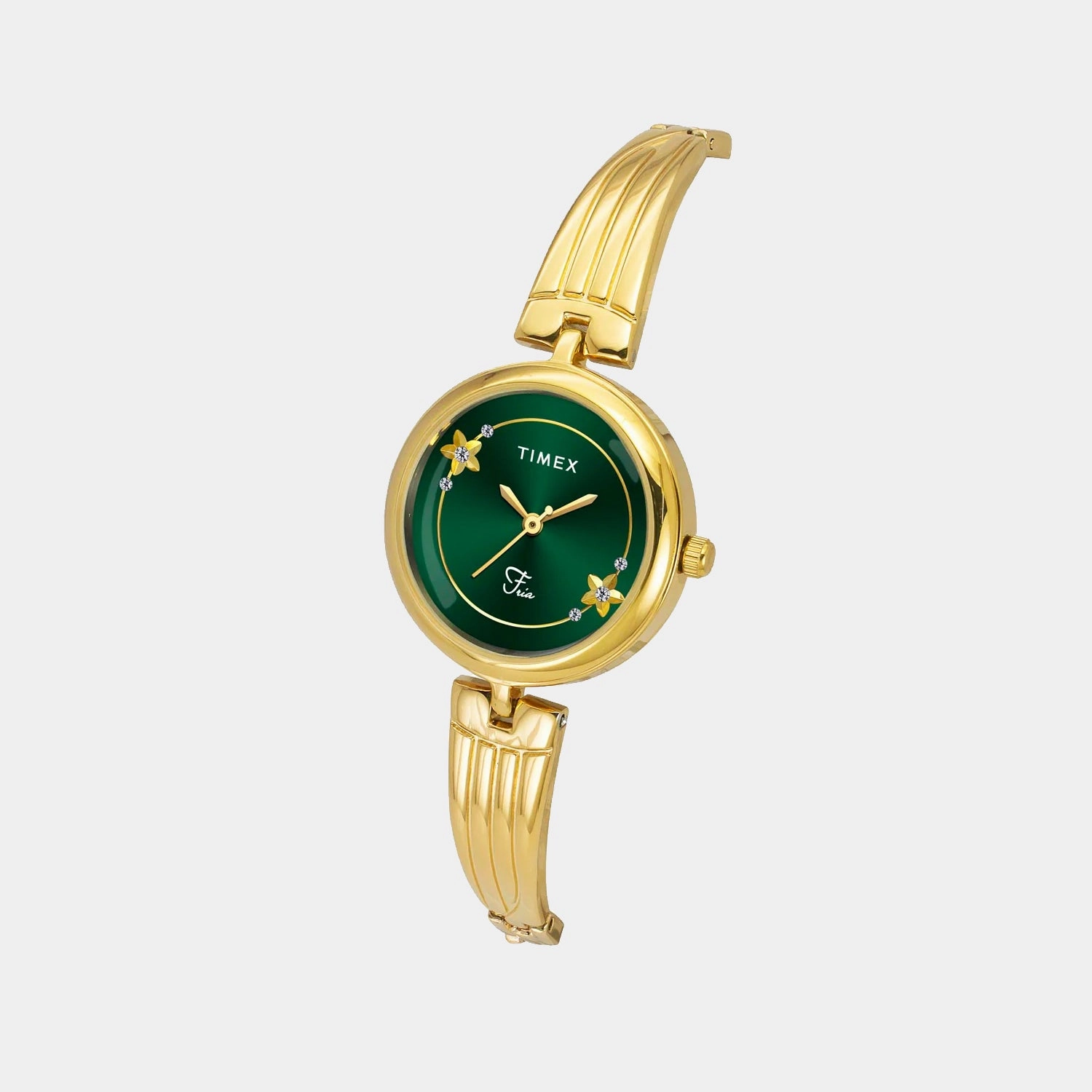 Fria Women Quartz Green Dial Analog Brass Watch TWEL19801