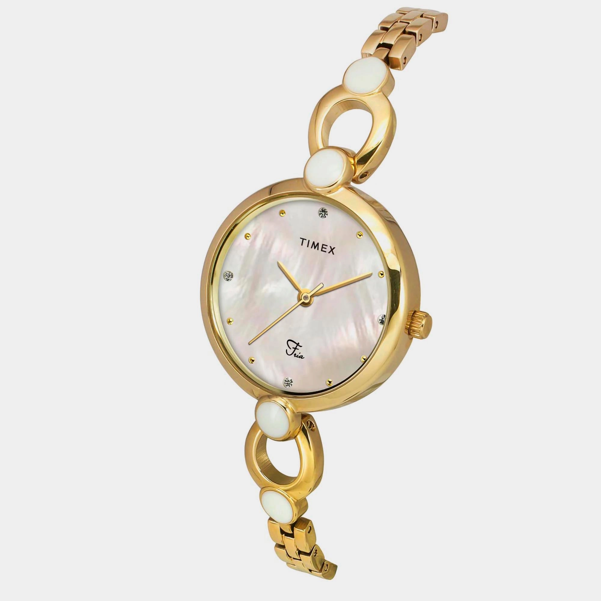 Fria Women's Mother Of Pearl Analog Brass Watch TWEL18101