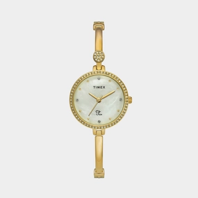 Fria Women's Mother Of Pearl Analog Brass Watch TWEL18401