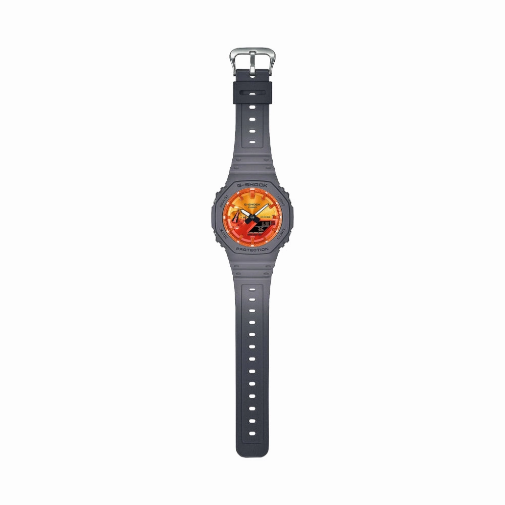 G-Shock Analog-Digital 2100 Series Watch, Gray with Orange Dial