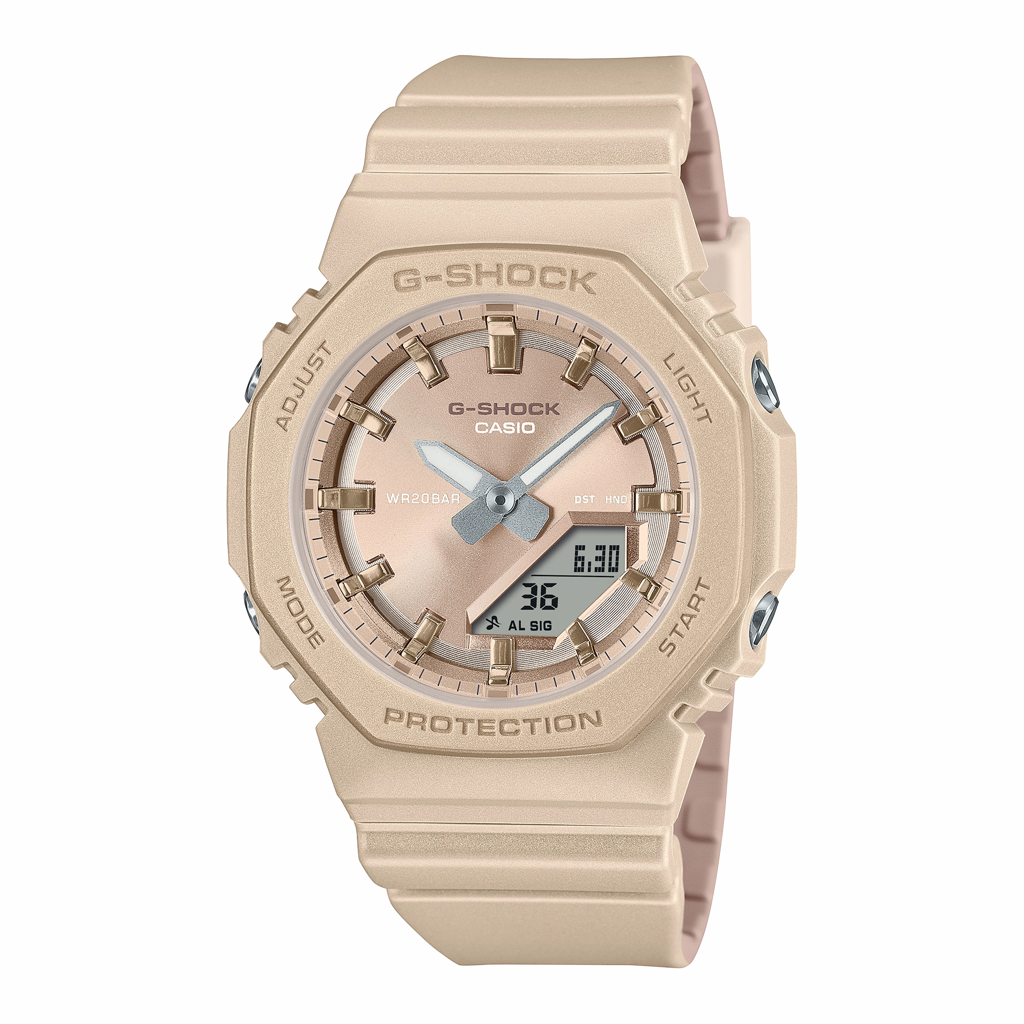 G-Shock Analog Digital Beige Dial Beige Resin Band Watch GMAP2100ST-9A