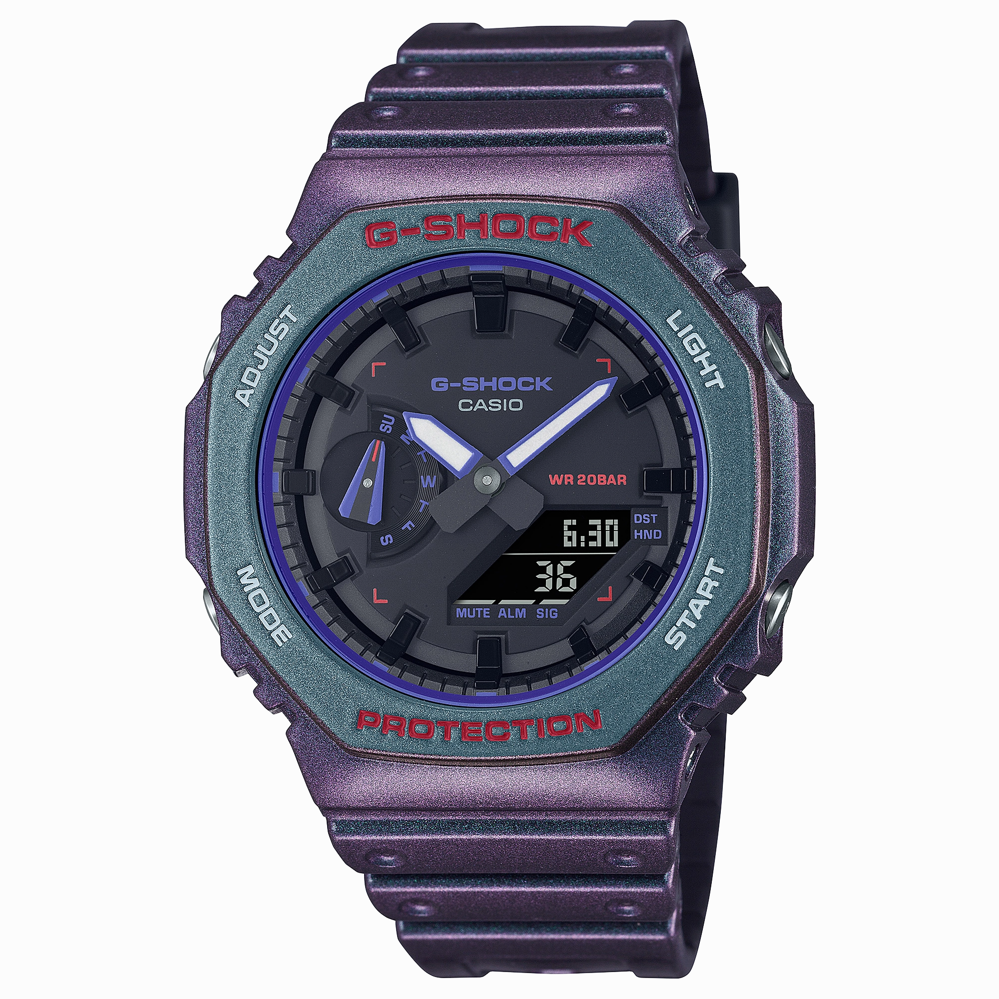G-Shock Analog Digital DUO Aim High Purple Resin Band Watch GA2100AH-6A