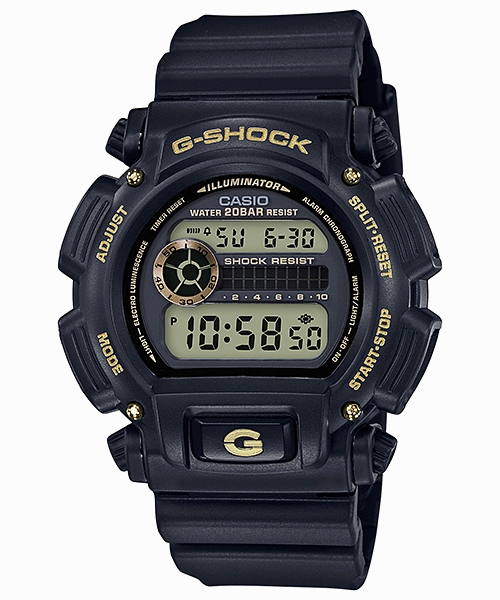 G-Shock Digital Black and Gold Mens Watch DW9052GBX-1A9