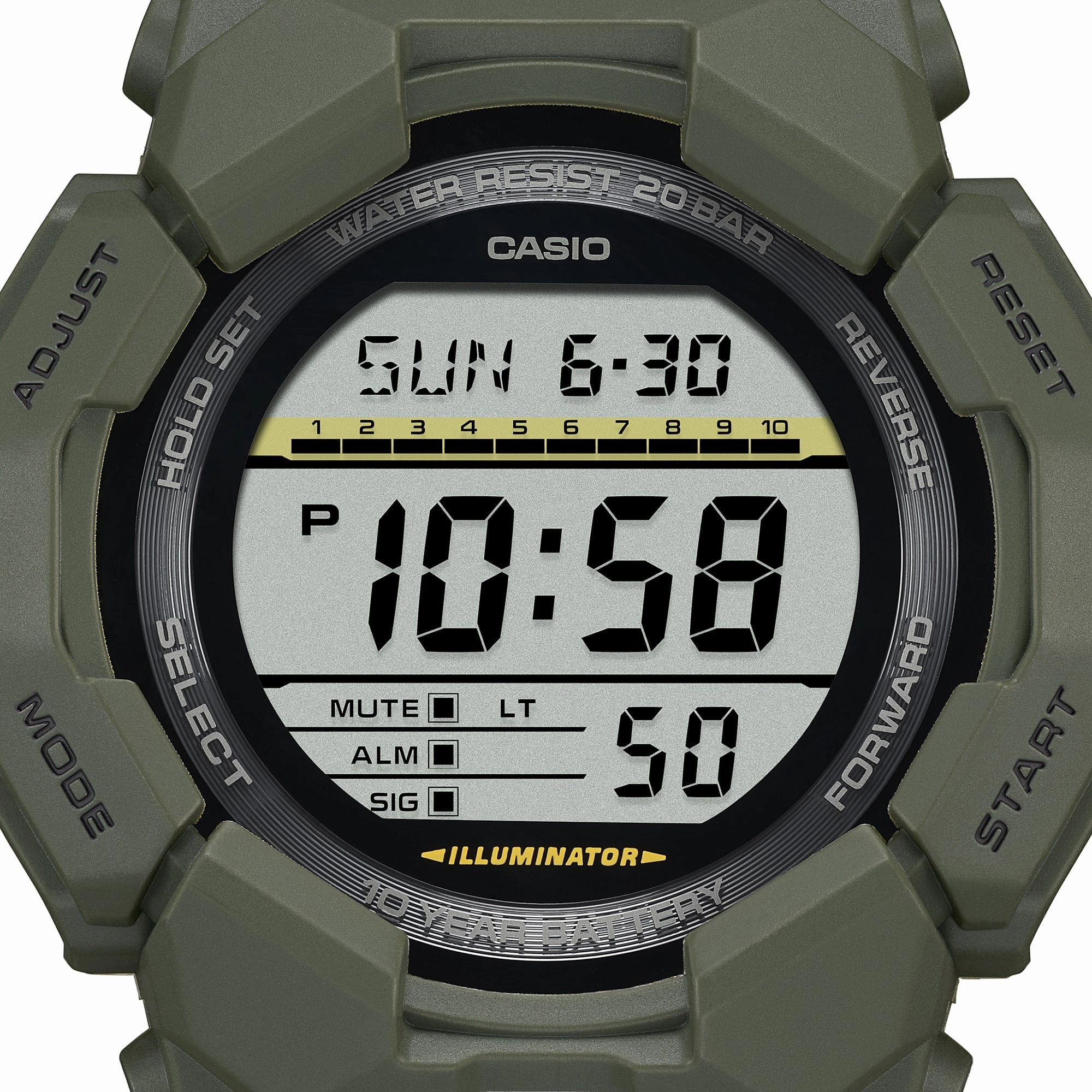 G-Shock Digital Green Resin Band Watch GD010-3D