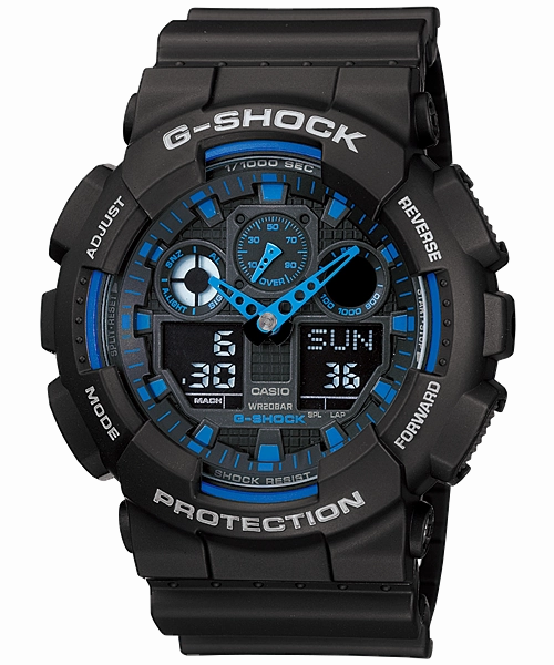 G-Shock Duo Series Blue Bezel Watch GA100-1A2