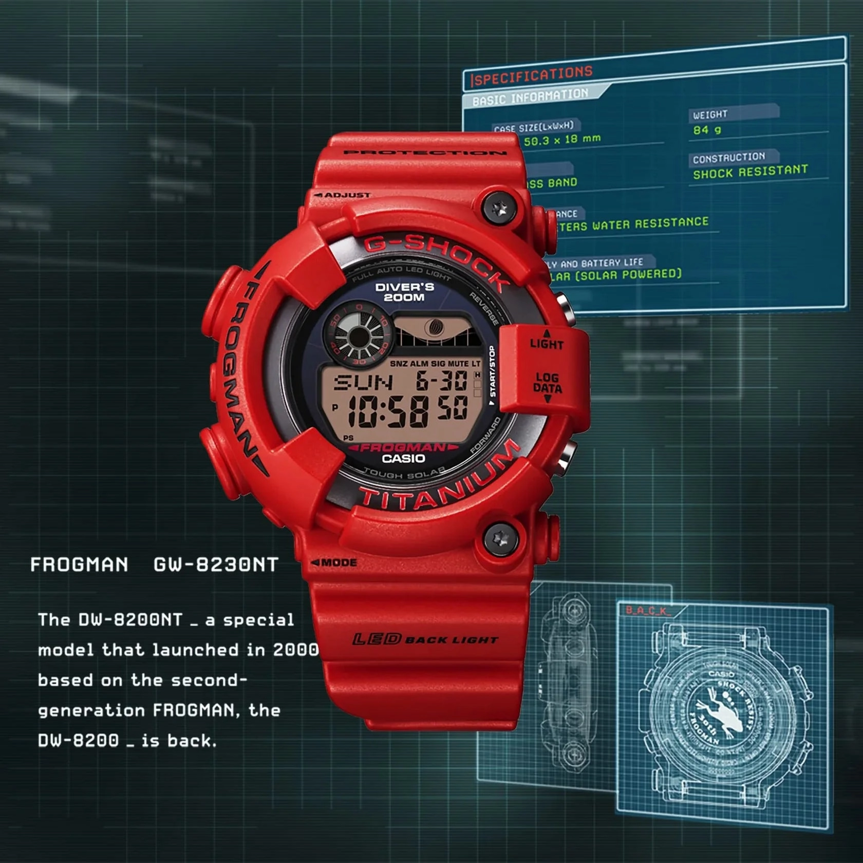 G-Shock Frogman Red Rubber Band Men's Watch GW8230NT-4D
