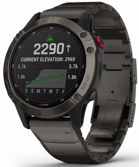 Garmin Watch Fenix 6 Pro Solar Titanium Carbon Grey DLC With Titanium DLC Band D