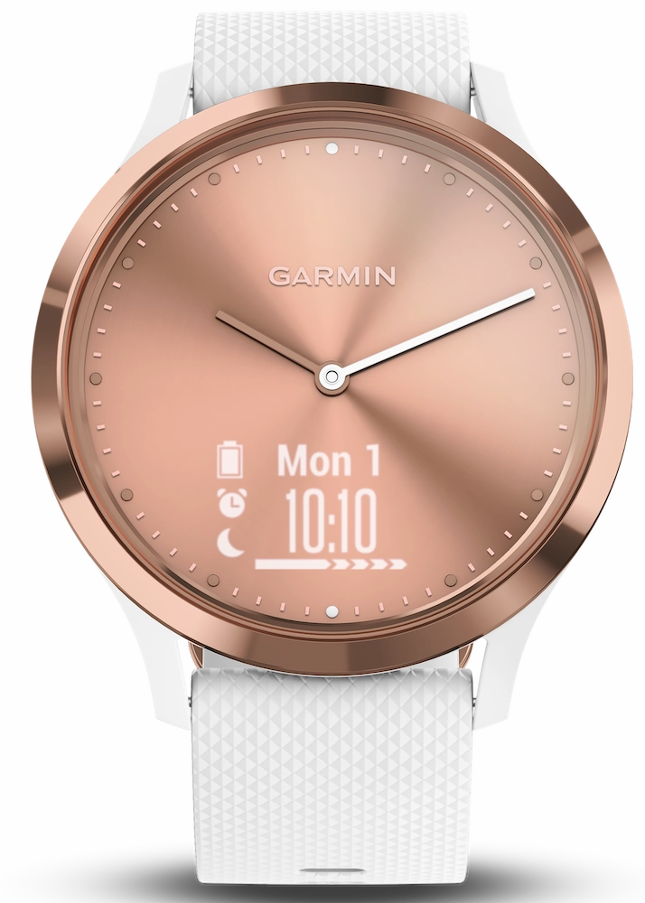Garmin Watch Vivomove HR Rose Gold Tone with White Silicone Band D