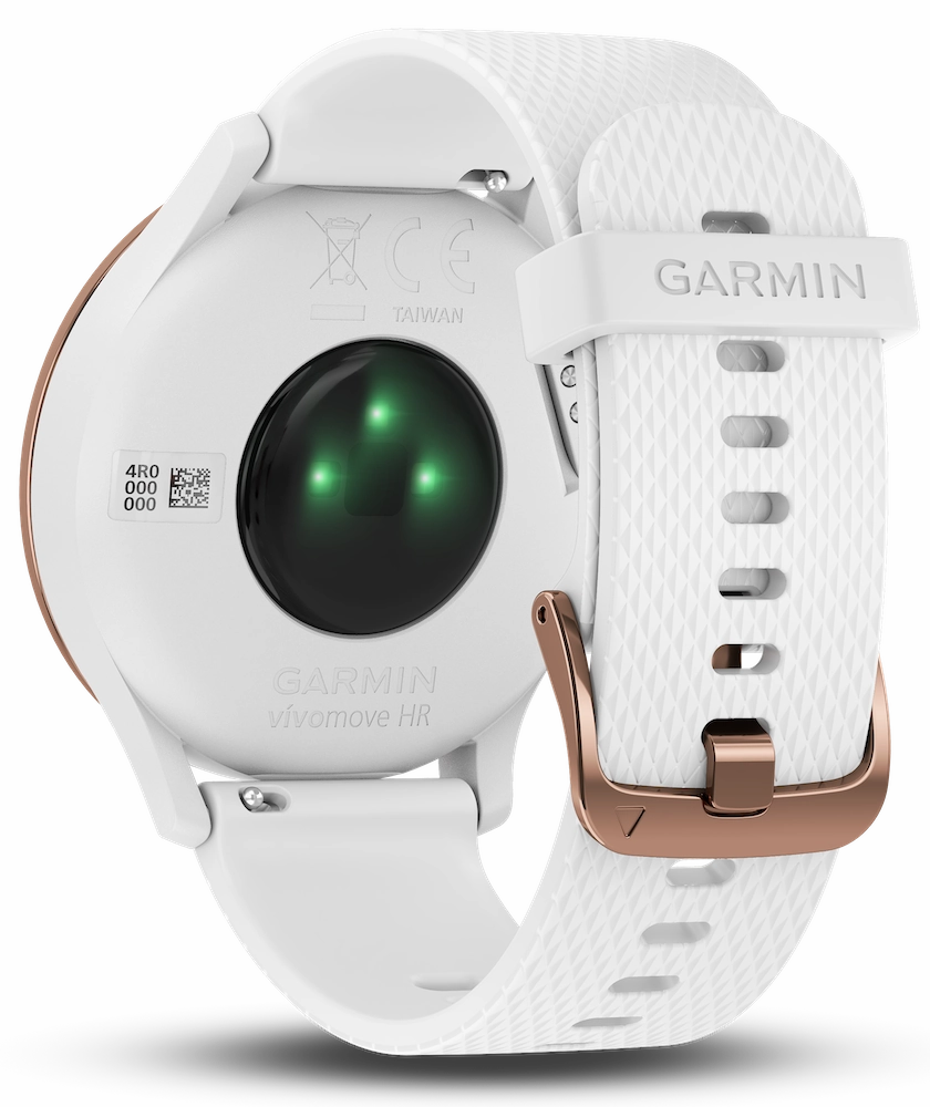 Garmin Watch Vivomove HR Rose Gold Tone with White Silicone Band D