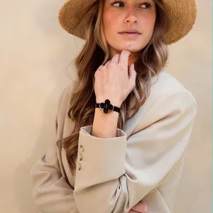 Gold coloured OOZOO watch with black leather strap - C11524