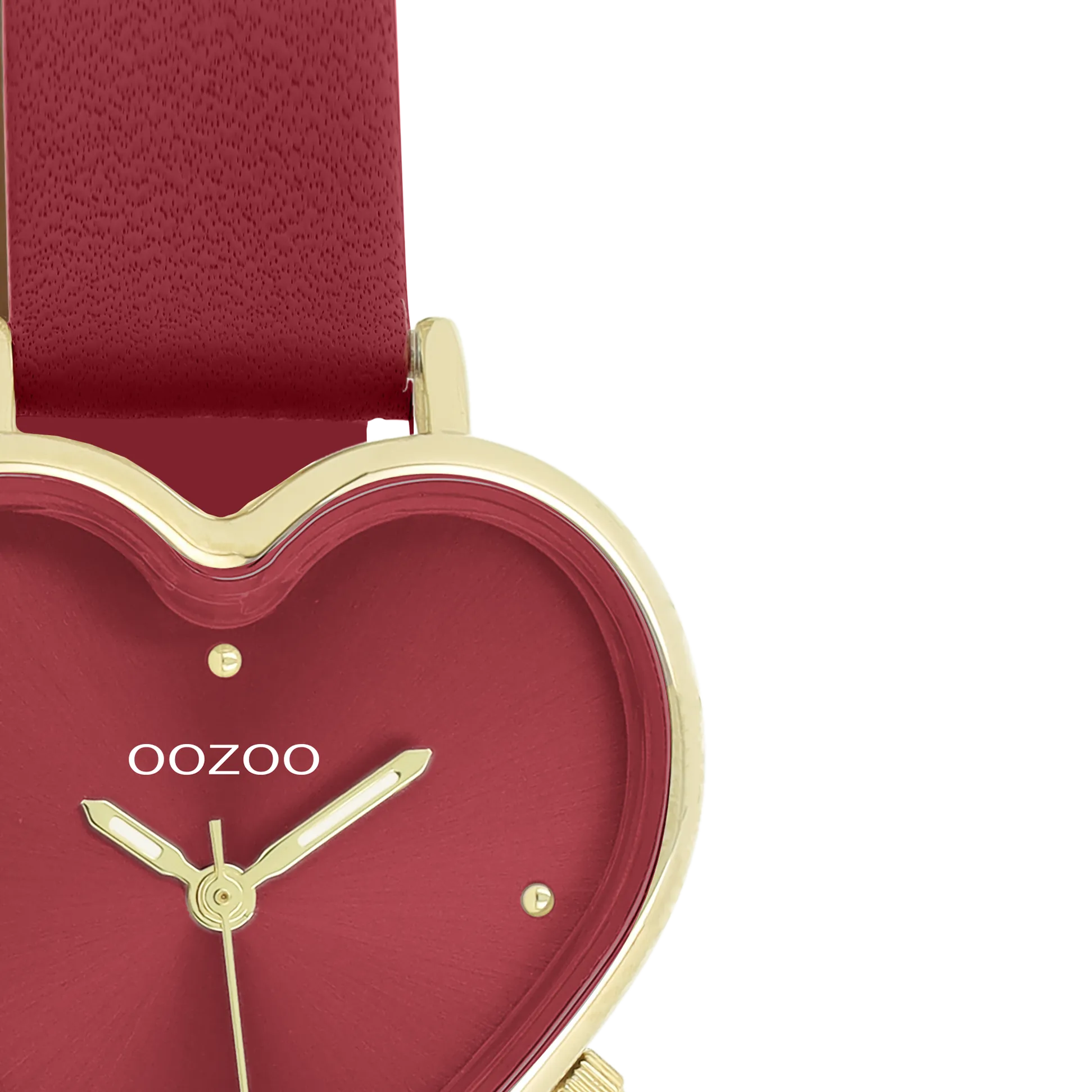 Gold coloured OOZOO watch with burgundy leather strap - C11454