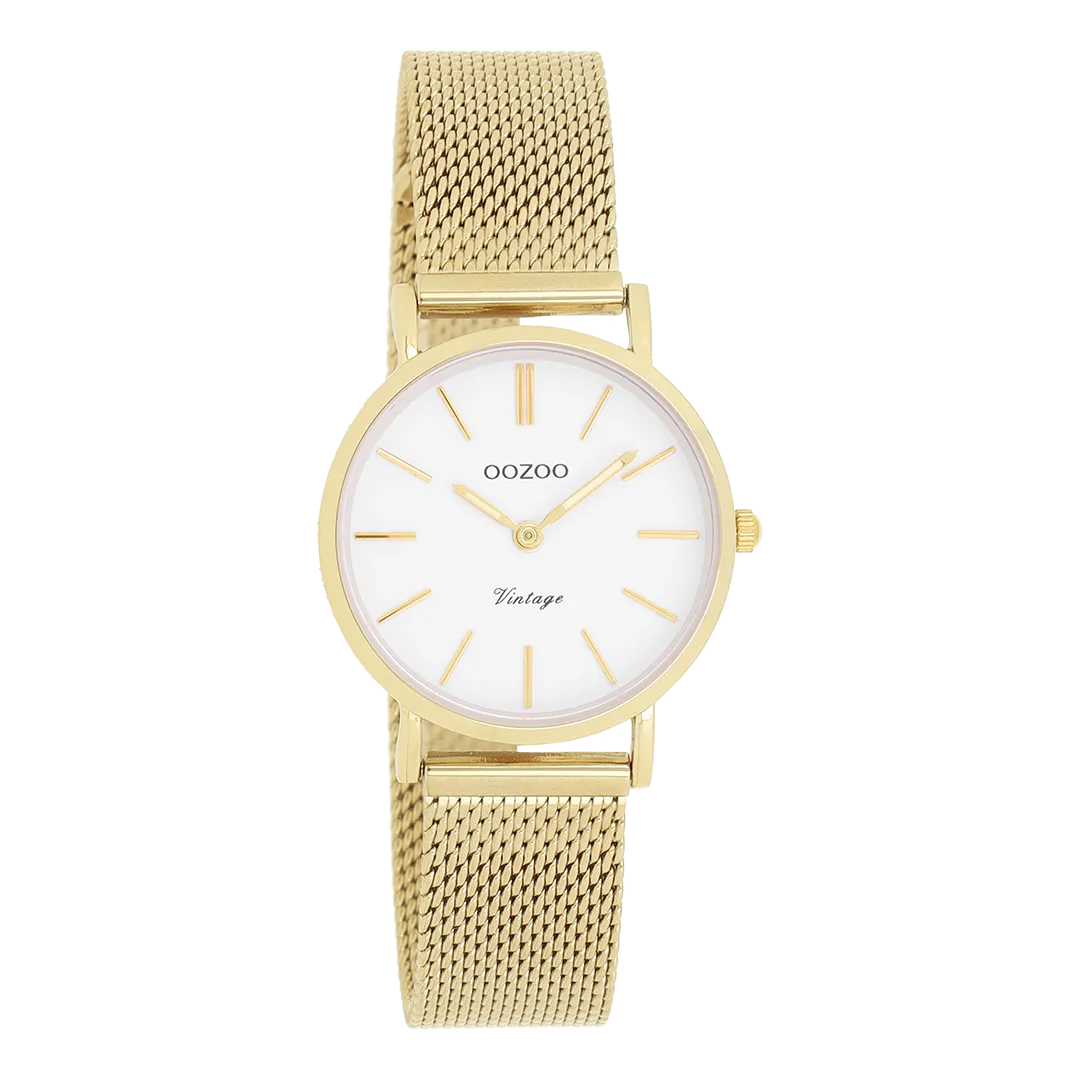 Gold coloured OOZOO watch with metal mesh bracelet - C20231