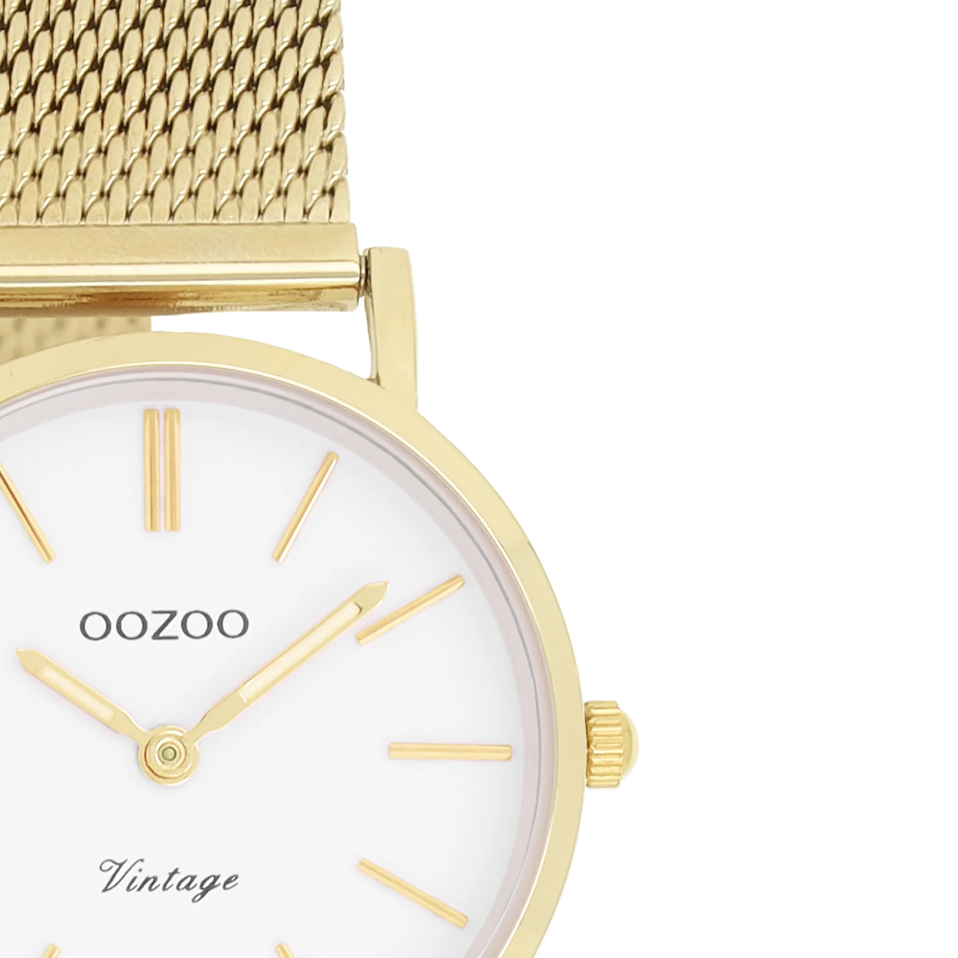 Gold coloured OOZOO watch with metal mesh bracelet - C20231