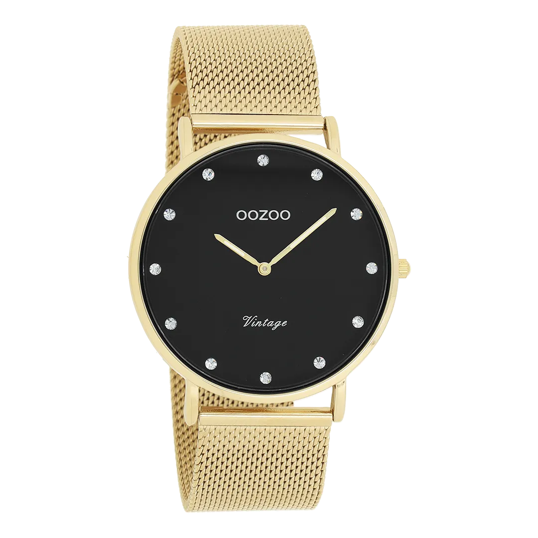 Gold coloured OOZOO watch with metal mesh bracelet - C20237