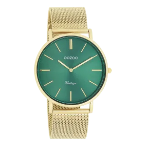 Gold coloured OOZOO watch with metal mesh bracelet - C20294