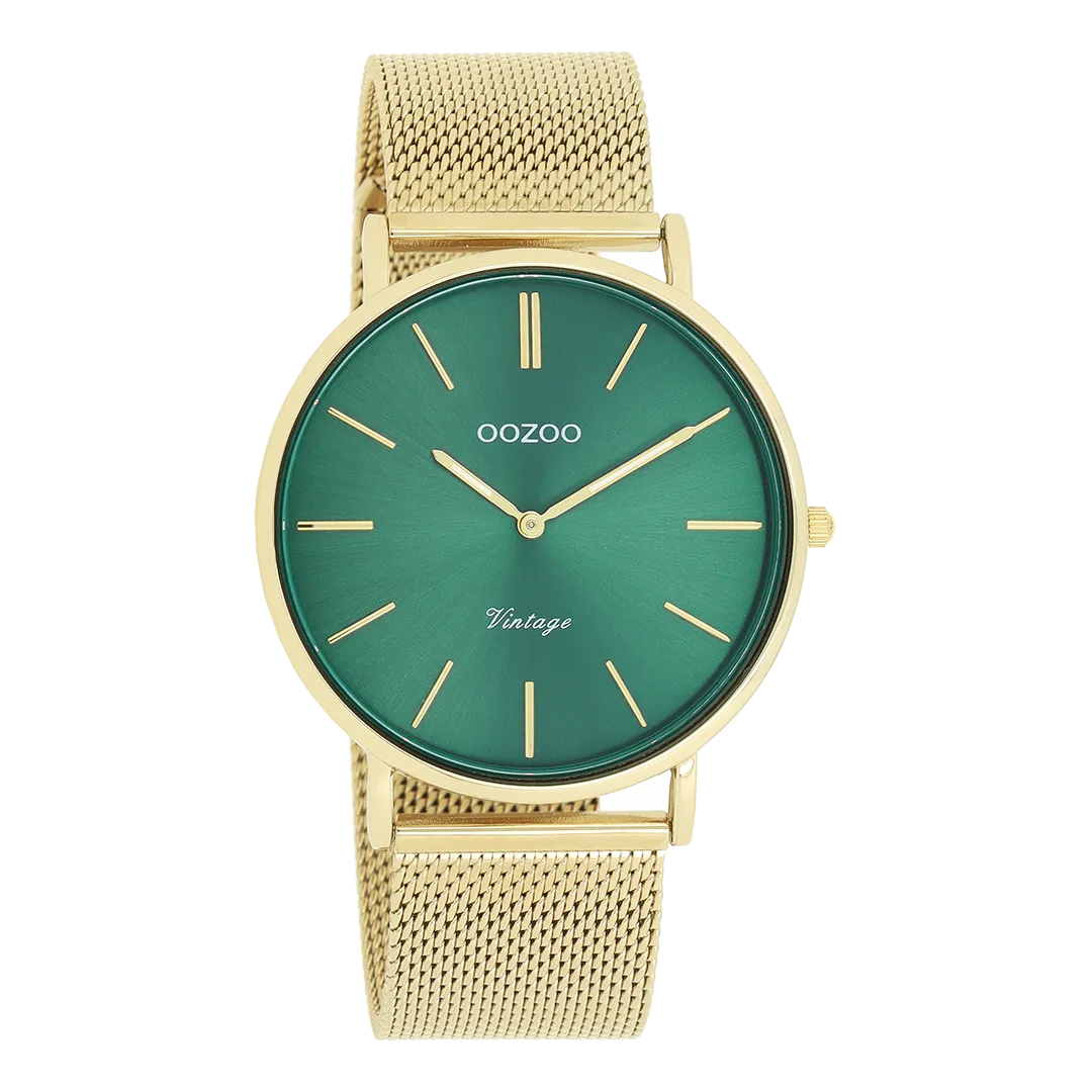 Gold coloured OOZOO watch with metal mesh bracelet - C20294