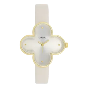 Gold coloured OOZOO watch with moonbeam coloured leather strap - C11521