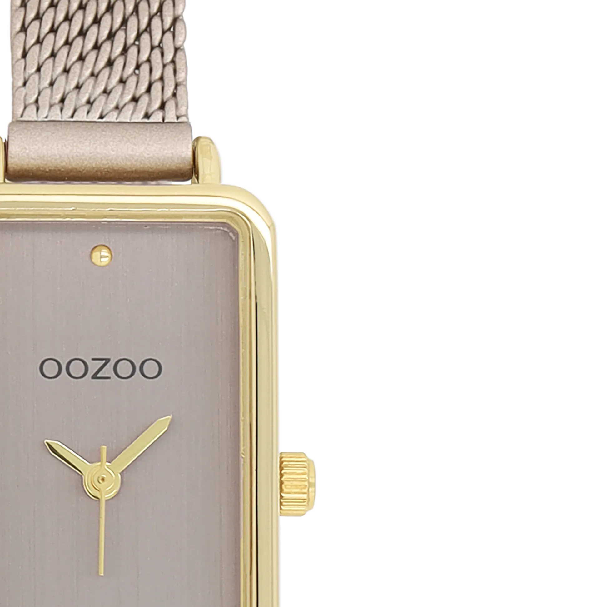Gold coloured OOZOO watch with taupe metal mesh bracelet - C11534