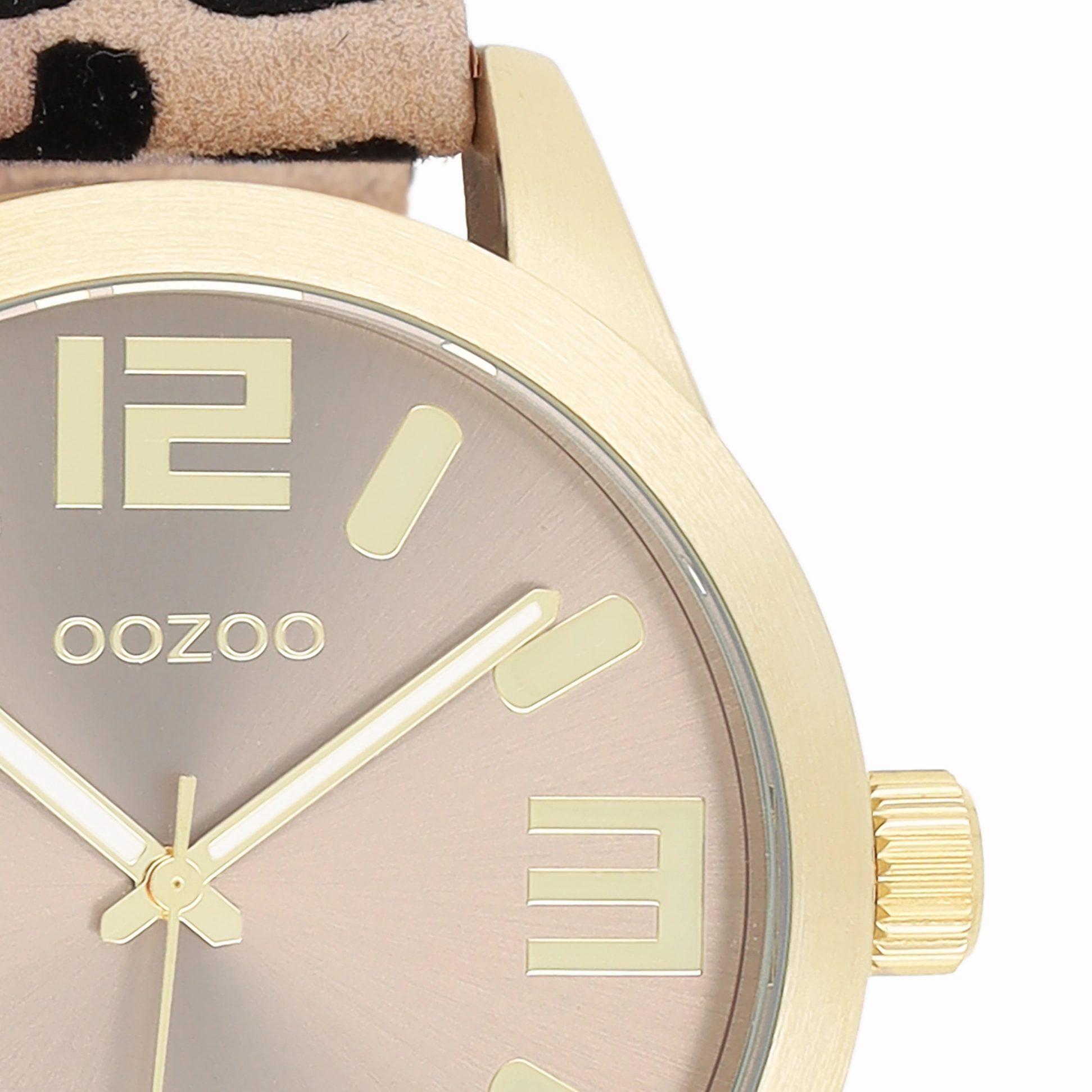 Gold coloured OOZOO watch with brown leather strap - C1097