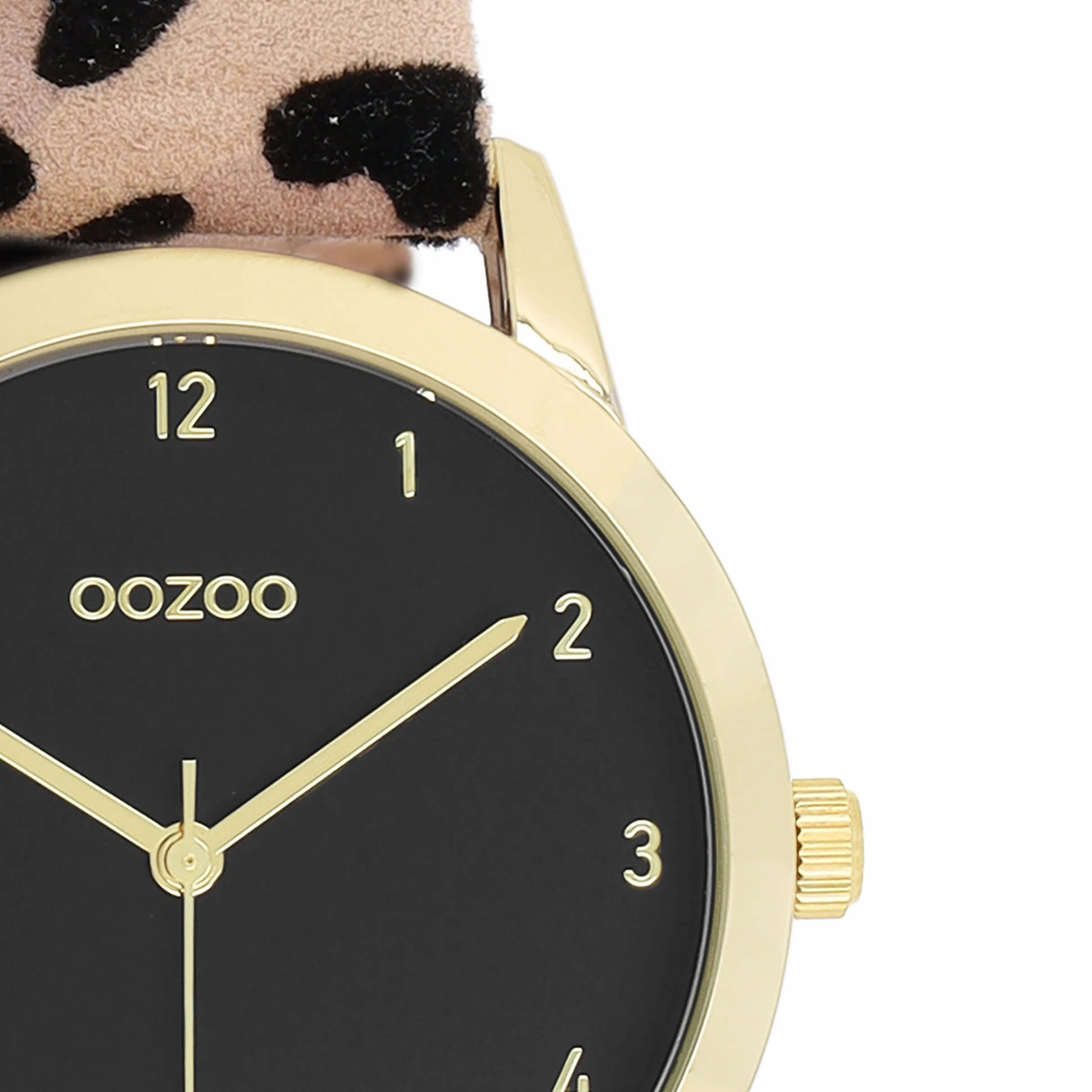 Gold coloured OOZOO watch with brown leather strap - C11373