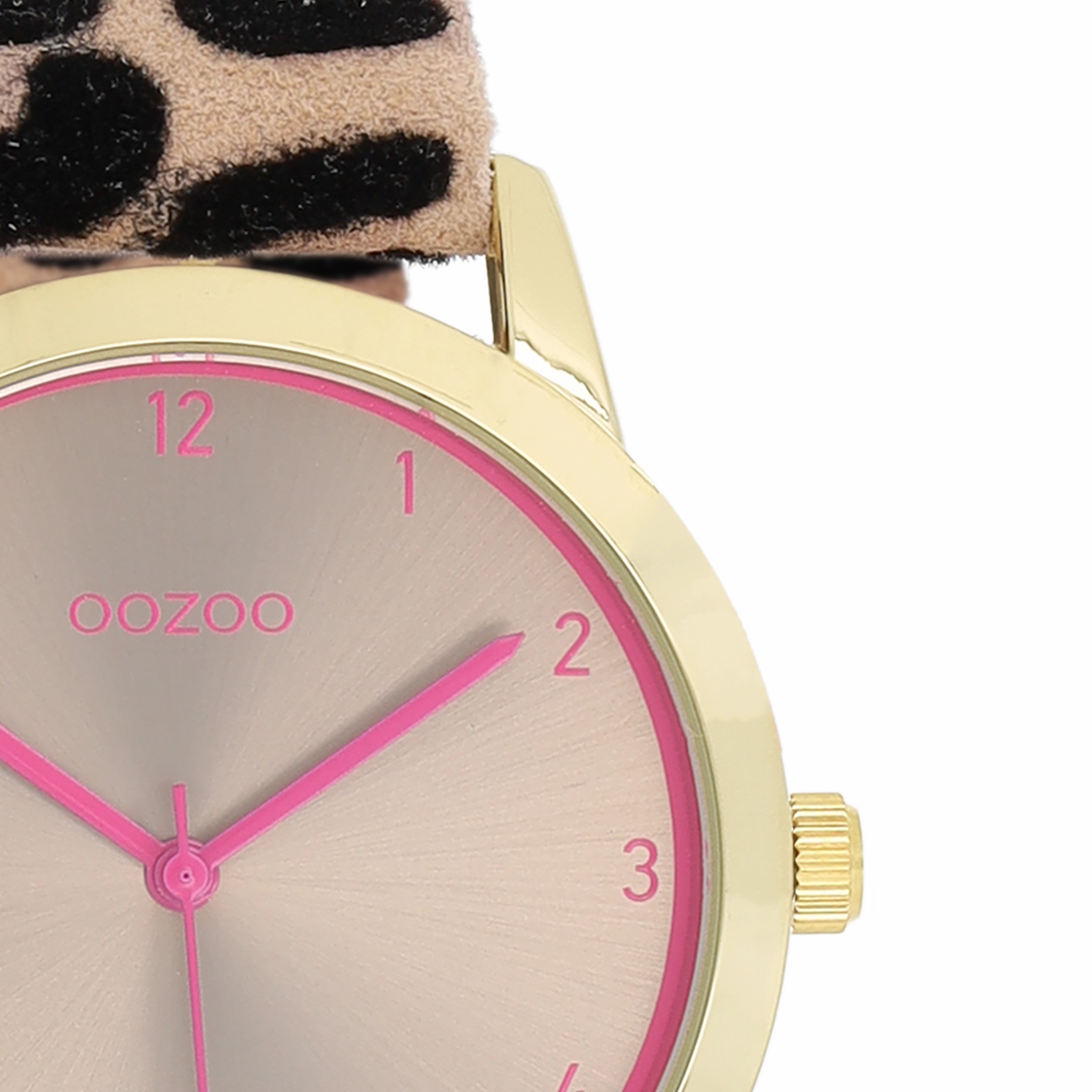 Gold coloured OOZOO watch with brown leather strap - C11374