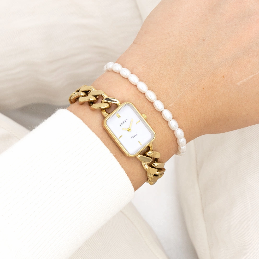 Gold coloured OOZOO watch with chunky chain bracelet - C20362