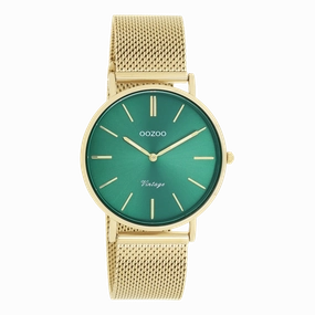 Gold coloured OOZOO watch with gold coloured metal mesh bracelet - C20295