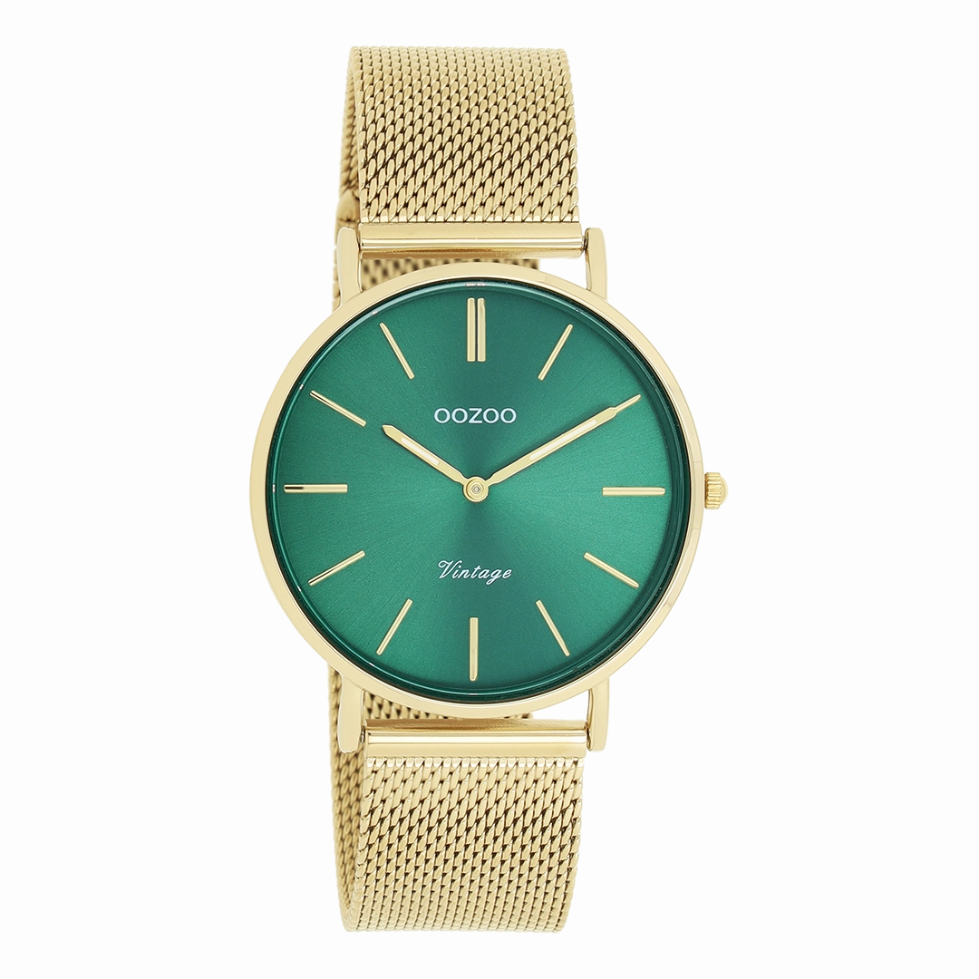 Gold coloured OOZOO watch with gold coloured metal mesh bracelet - C20295