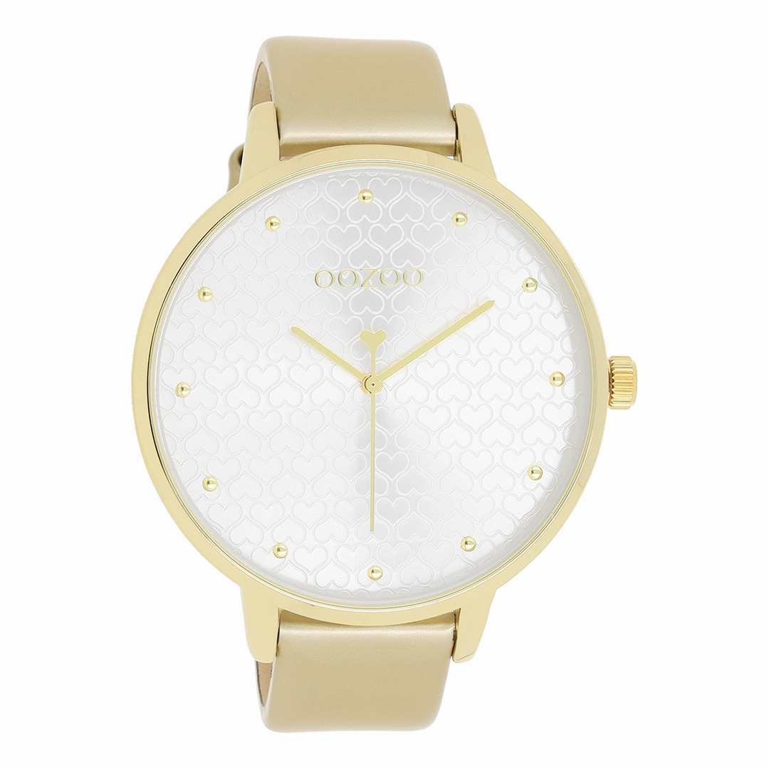 Gold coloured OOZOO watch with leather strap - C11035