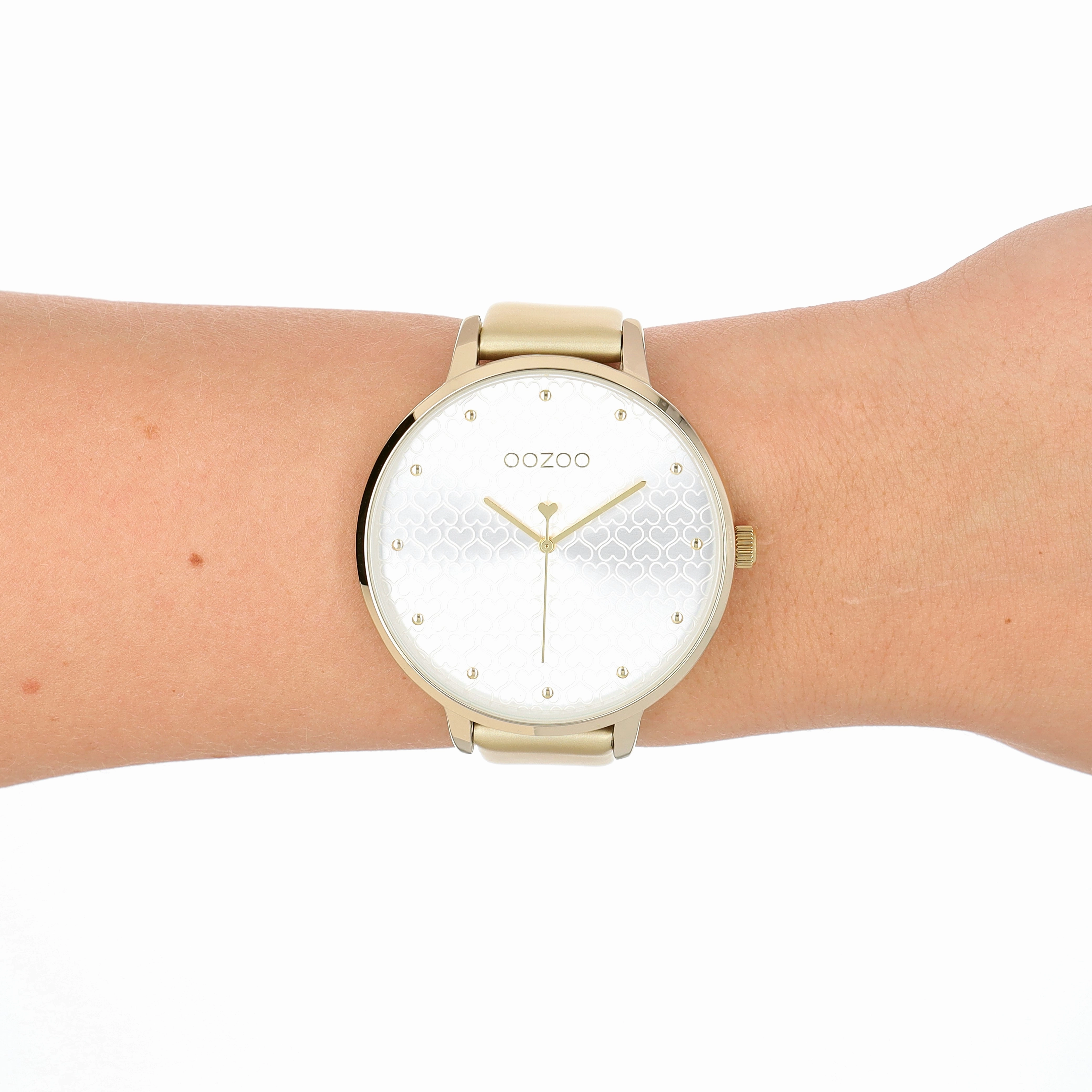 Gold coloured OOZOO watch with leather strap - C11035