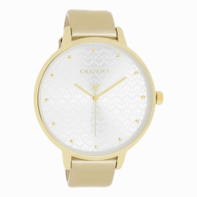 Gold coloured OOZOO watch with leather strap - C11035