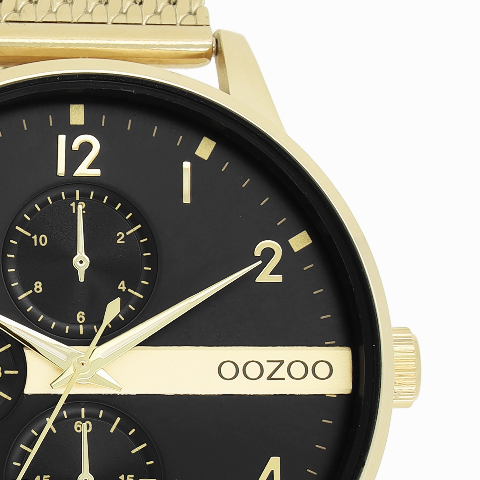 Gold coloured OOZOO watch with metal mesh bracelet - C11302