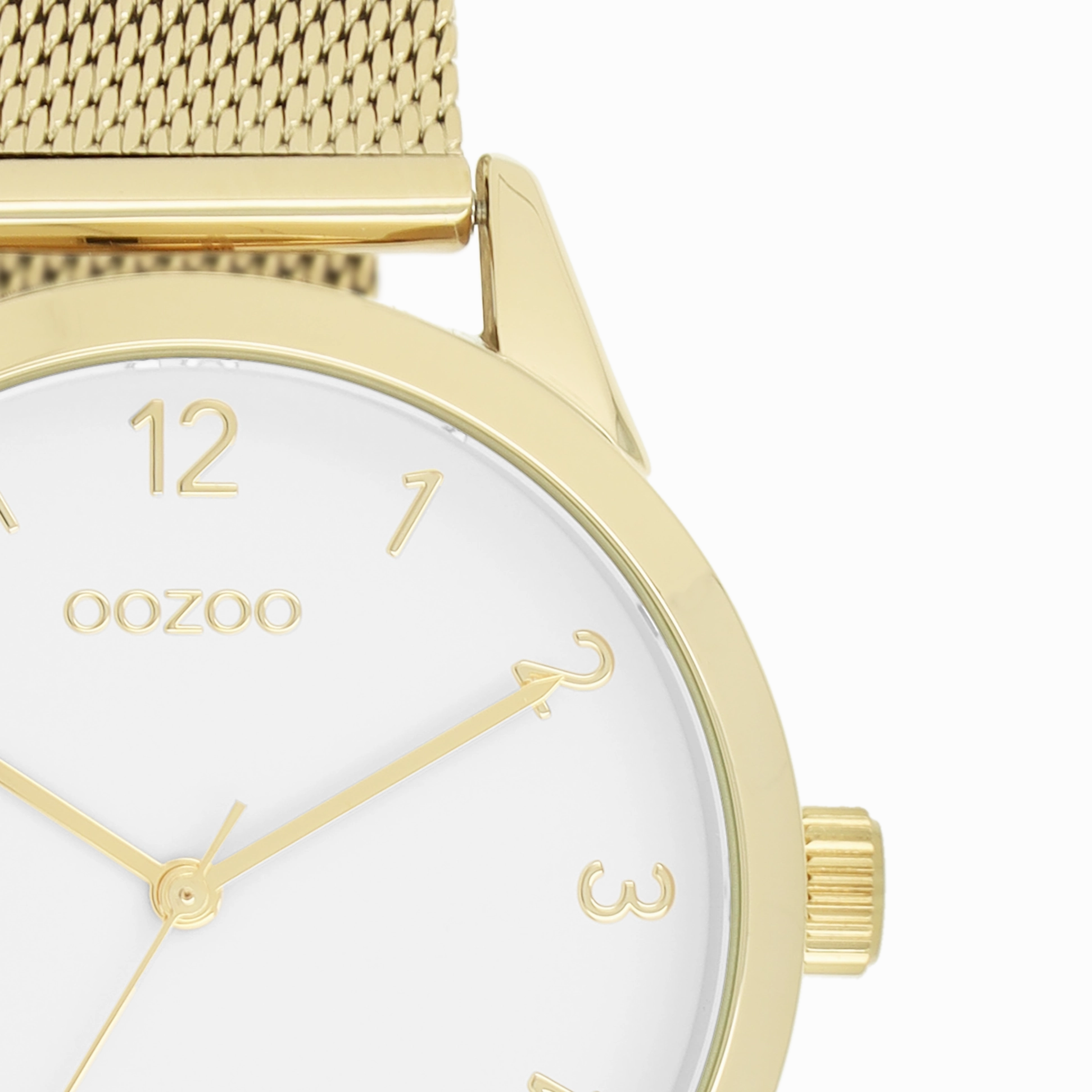 Gold coloured OOZOO watch with metal mesh bracelet - C11322