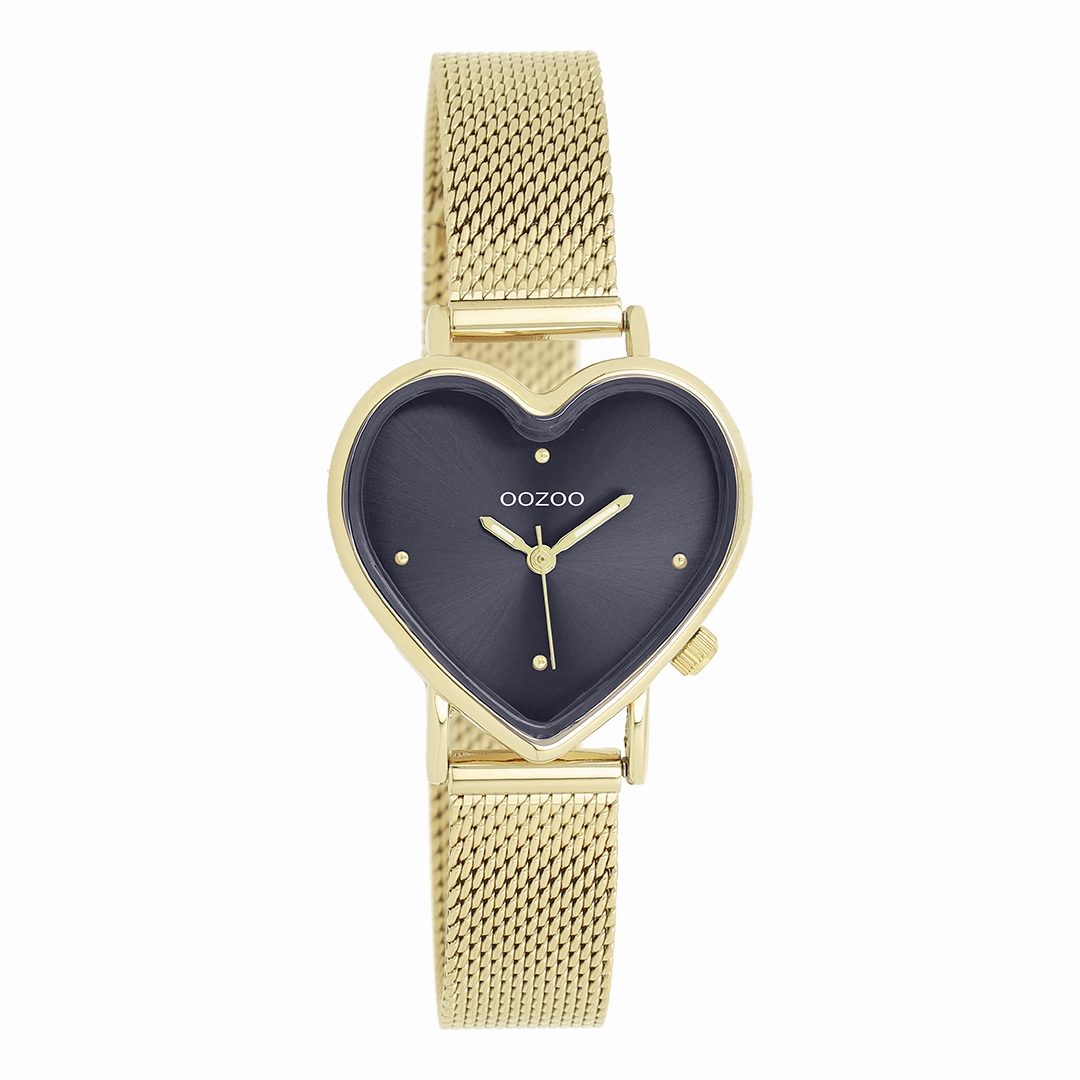 Gold coloured OOZOO watch with metal mesh bracelet - C11446