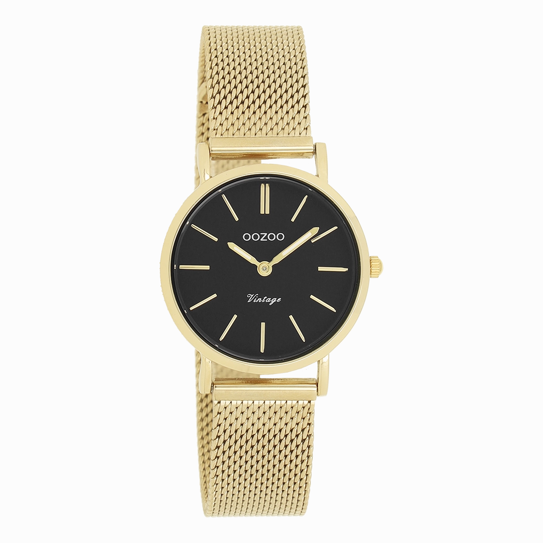 Gold coloured OOZOO watch with metal mesh bracelet - C20232