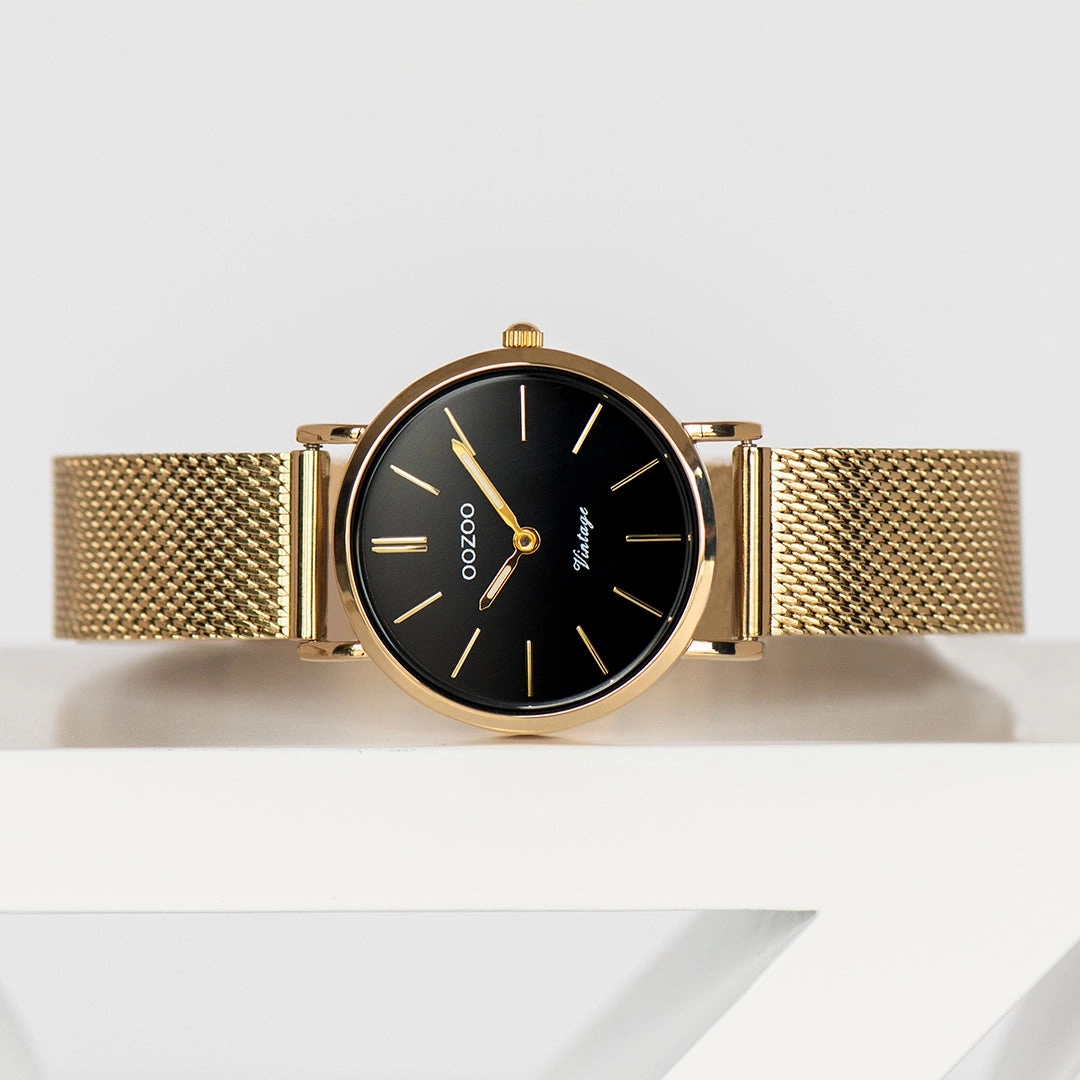 Gold coloured OOZOO watch with metal mesh bracelet - C20232