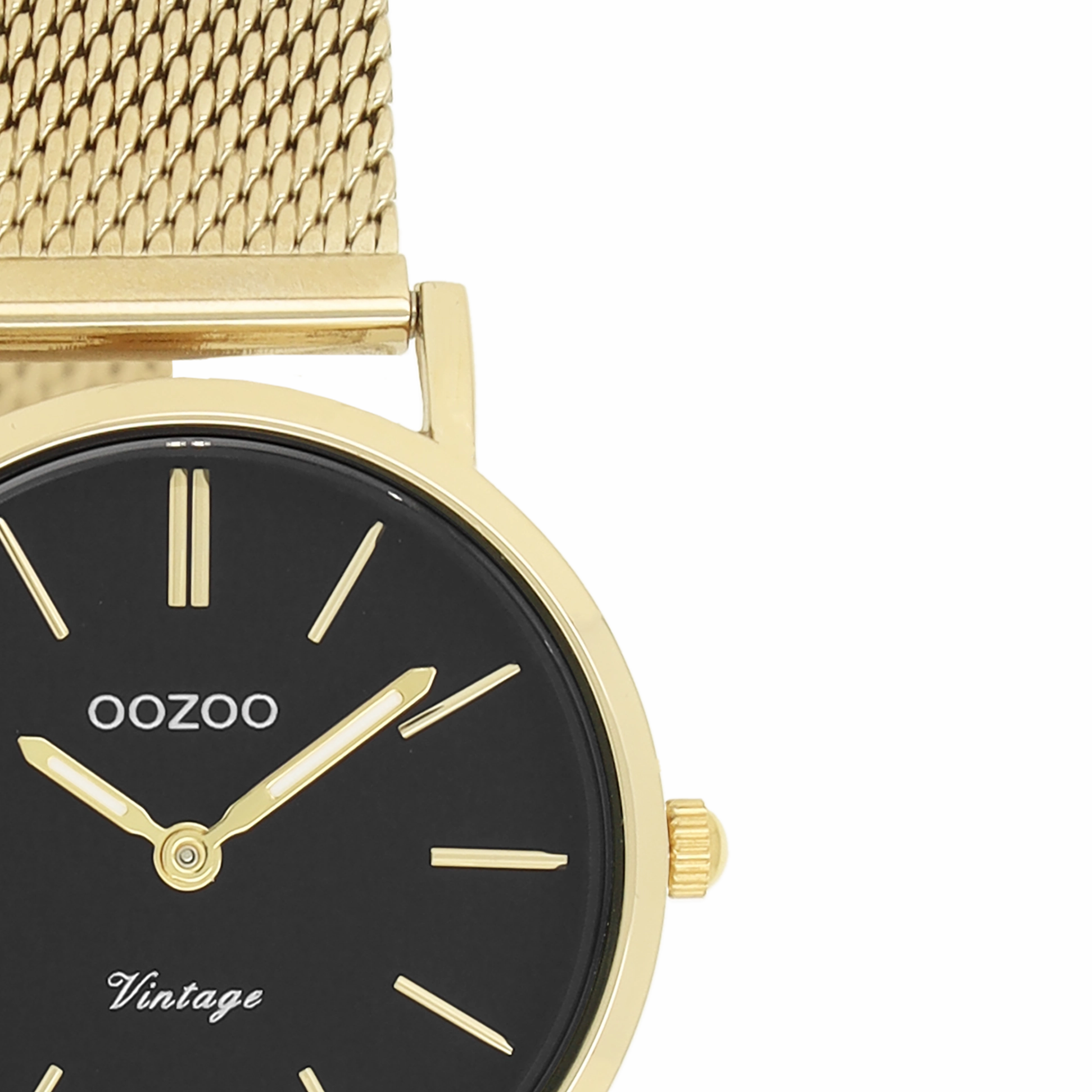 Gold coloured OOZOO watch with metal mesh bracelet - C20232