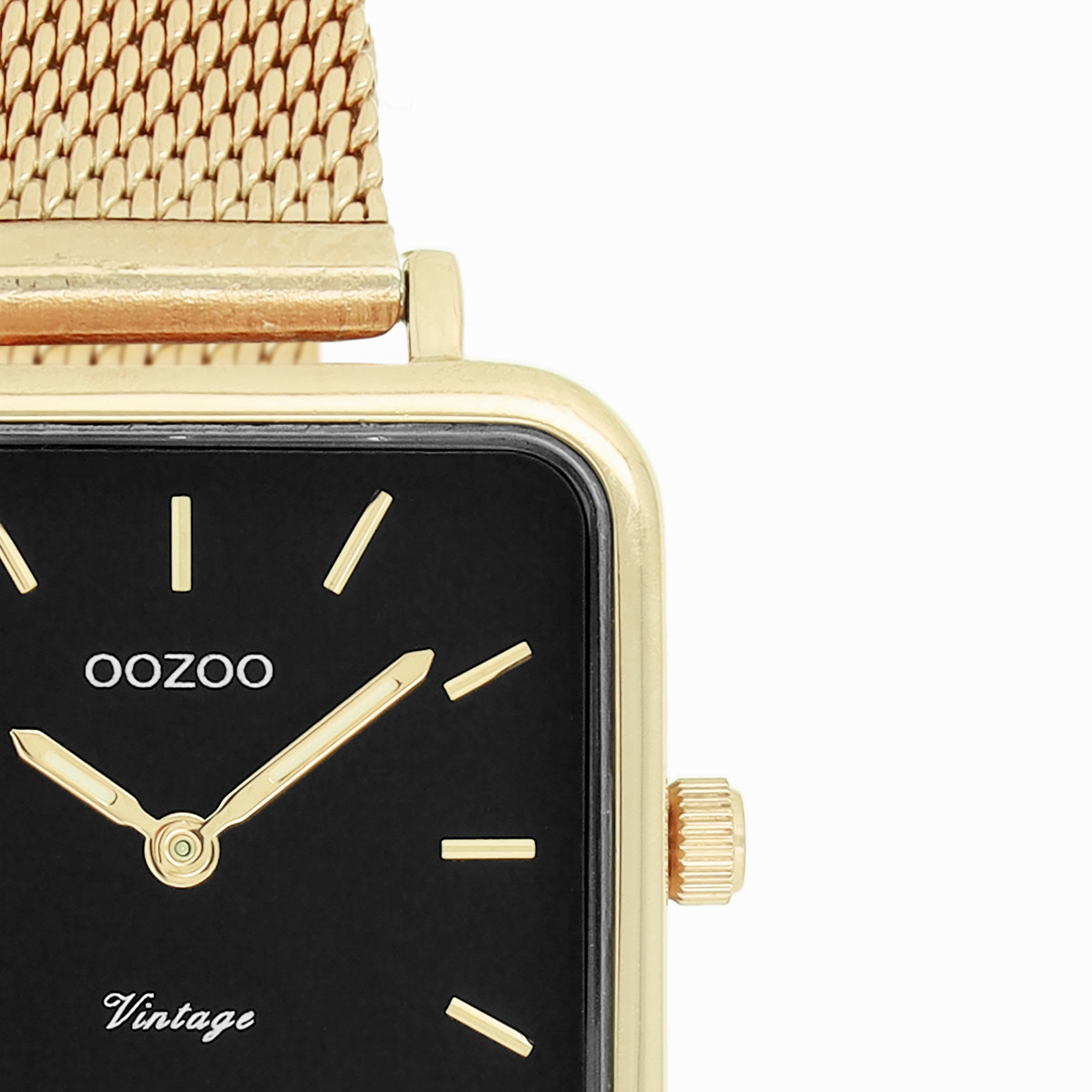 Gold coloured OOZOO watch with metal mesh bracelet - C20264