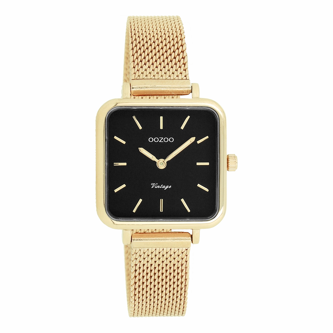 Gold coloured OOZOO watch with metal mesh bracelet - C20264