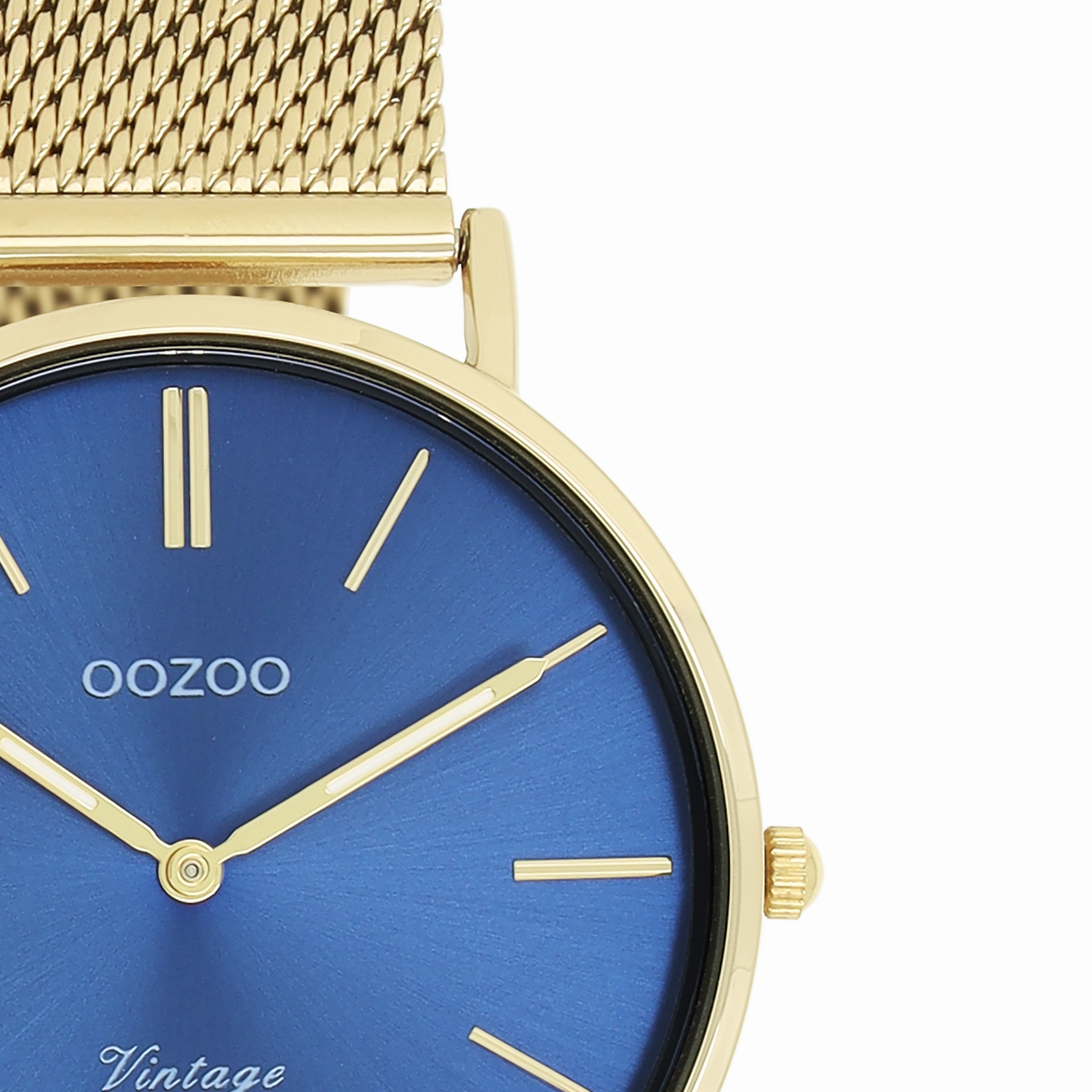 Gold coloured OOZOO watch with metal mesh bracelet - C20291