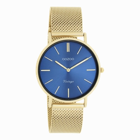 Gold coloured OOZOO watch with metal mesh bracelet - C20291