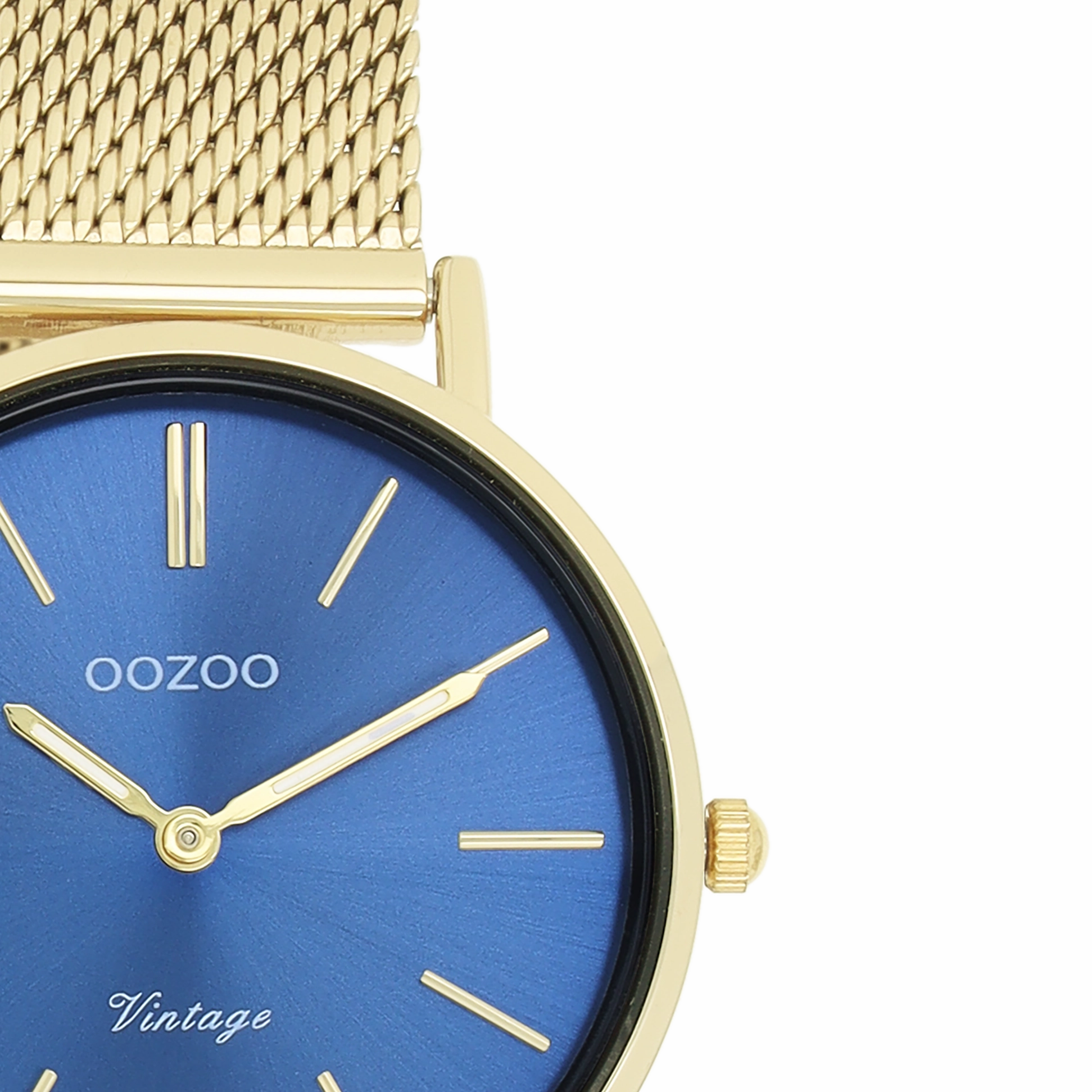 Gold coloured OOZOO watch with metal mesh bracelet - C20292