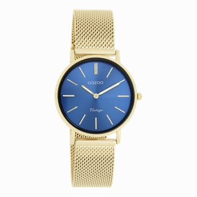 Gold coloured OOZOO watch with metal mesh bracelet - C20292