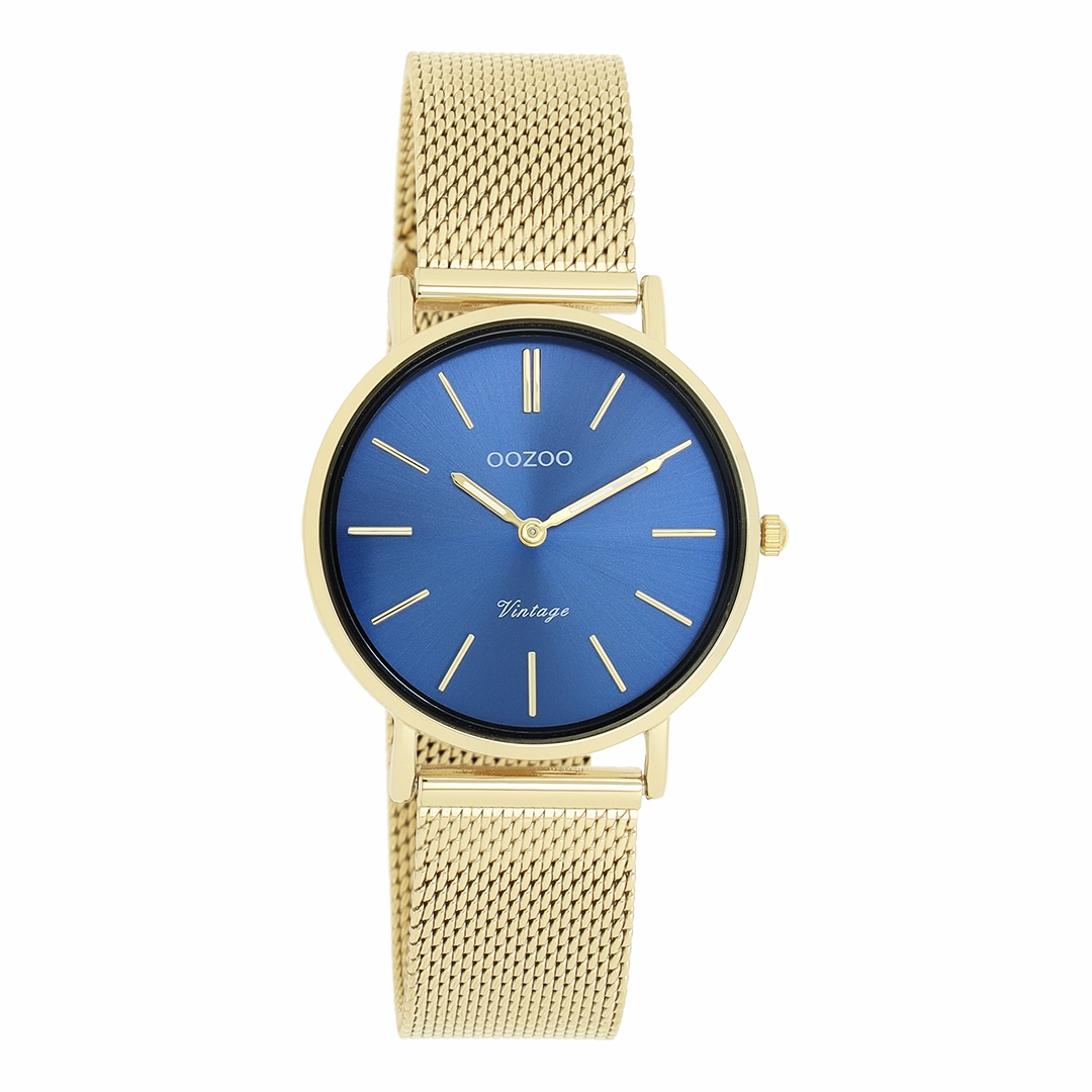 Gold coloured OOZOO watch with metal mesh bracelet - C20292