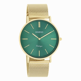 Gold coloured OOZOO watch with metal mesh bracelet - C20294