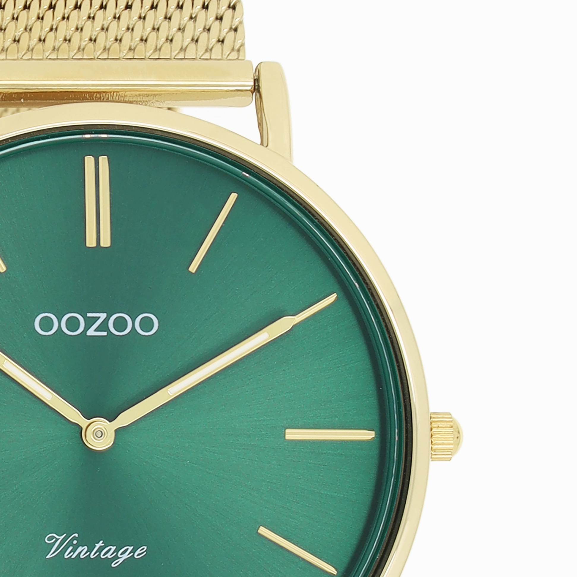 Gold coloured OOZOO watch with metal mesh bracelet - C20294